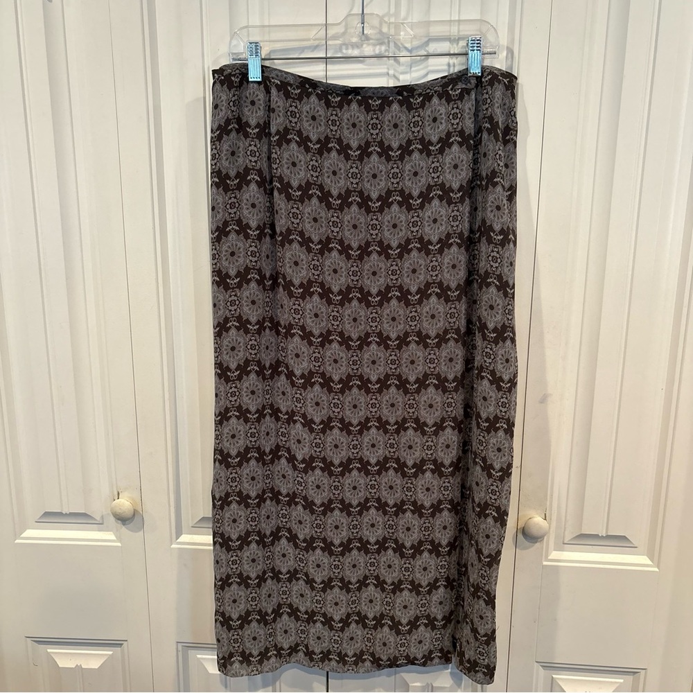 Liz Claiborne Gray And Brown Wrap Style‎ Midi Skirt Size 14